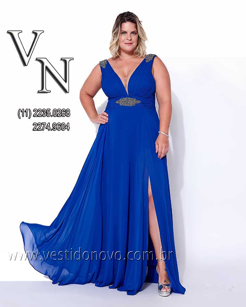 Vestido azul royal plus size, mãe de noiva, São Paulo, zona sul